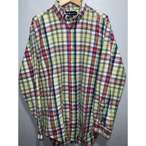 Ralph Lauren Shirt Mens Extra Large Classic Fit Plaid Oxford Long Sleeve Shirt